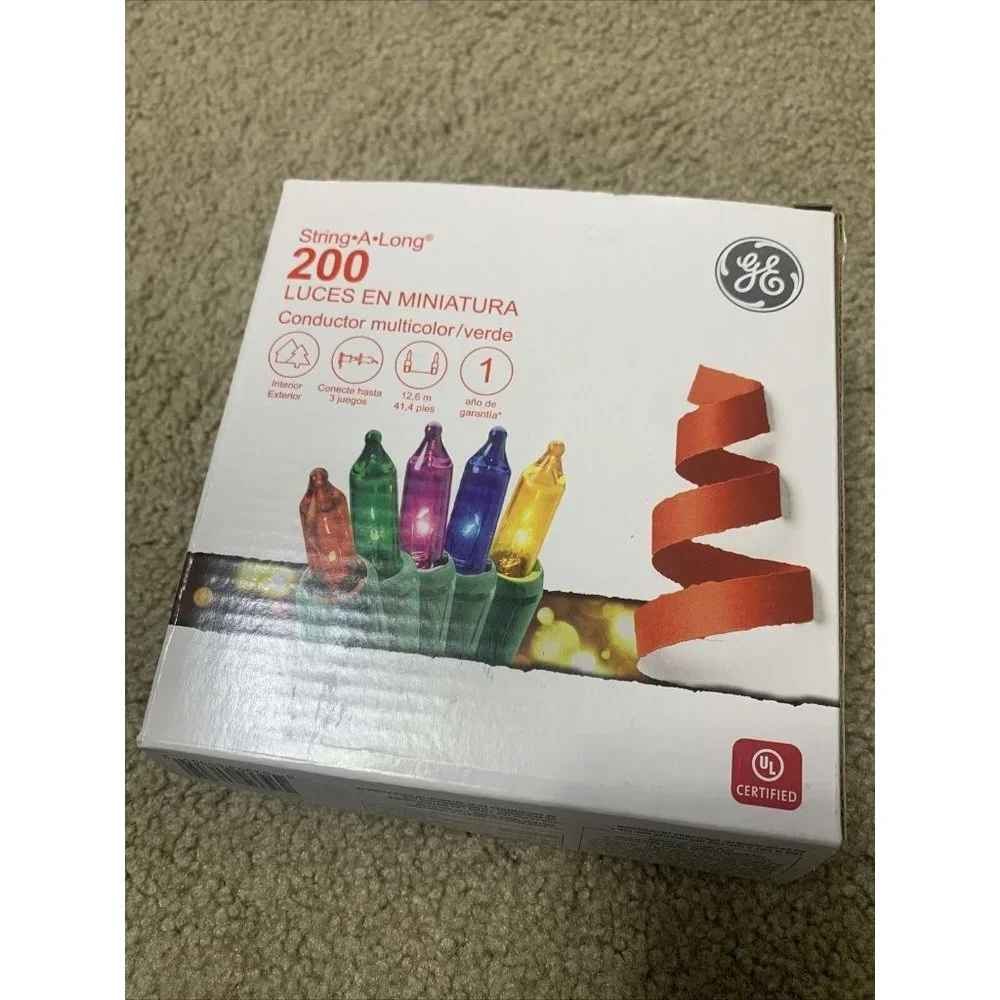 Ge String-A-Long 200 Miniature Lights, Multicolor with Green Wire